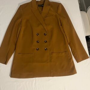 Elegant Brown Women's Double-Breasted Blazer